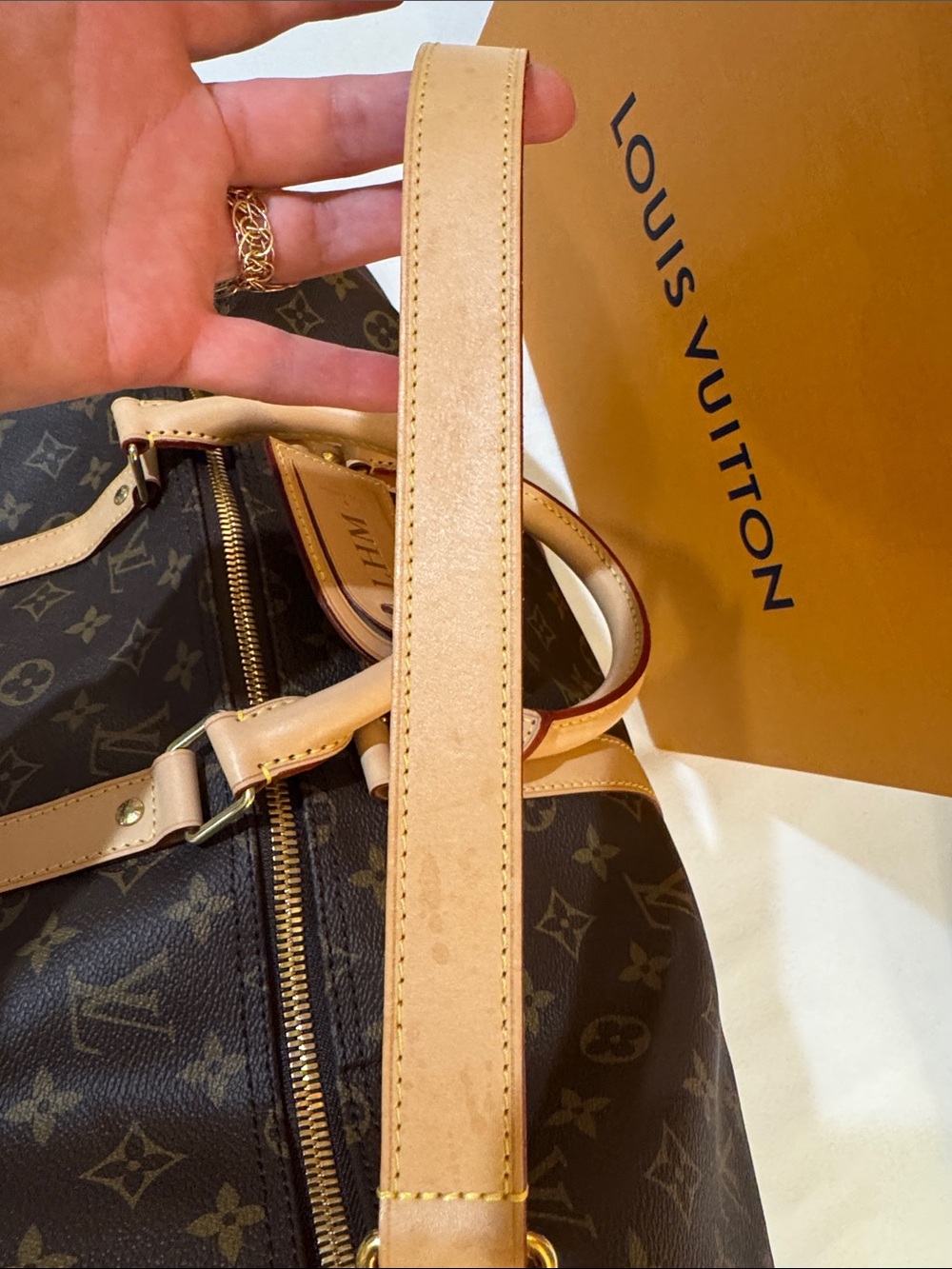Louis Vuitton Monogram Keepall Bandoulière 50 with Natural Vachetta Trim - Picture 7 of 8